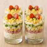 Verrines mimosa ultra gourmandes au jambon et œufs