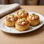 Vol-au-vent aux fruits de mer, sauce crème au vin blanc et Cognac