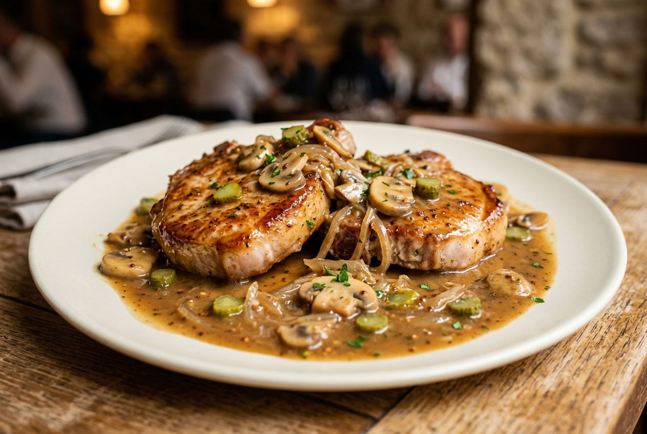 Côte de porc charcutière : la recette traditionnelle en sauce