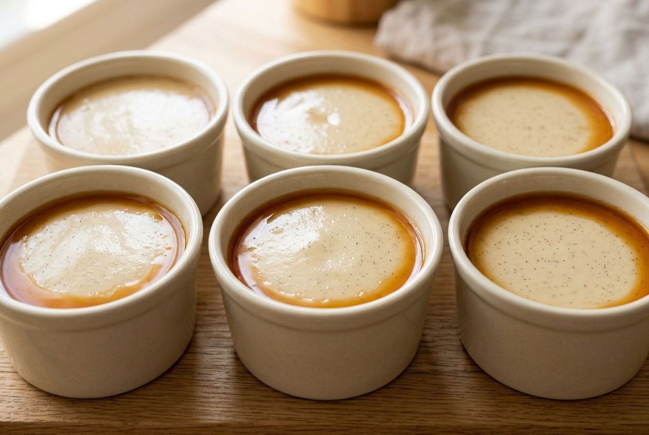 Crème aux œufs au lait d’avoine et au caramel de vanille