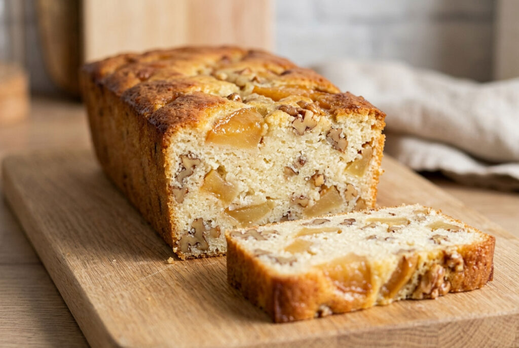 Gâteau de semoule aux pommes caramélisées et aux noix