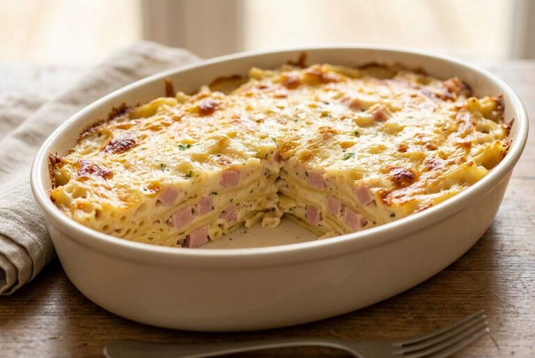Gratin de pâtes au jambon : la recette facile