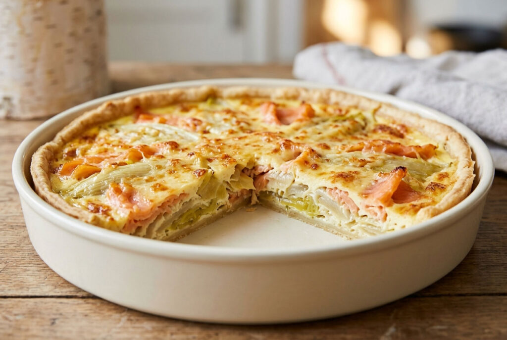 Tarte aux endives, au saumon fumé et au comté