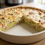 Tarte salée aux poireaux, lardons et moutarde à l’ancienne
