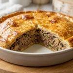 Tourte au porc haché, aux châtaignes et aux champignons