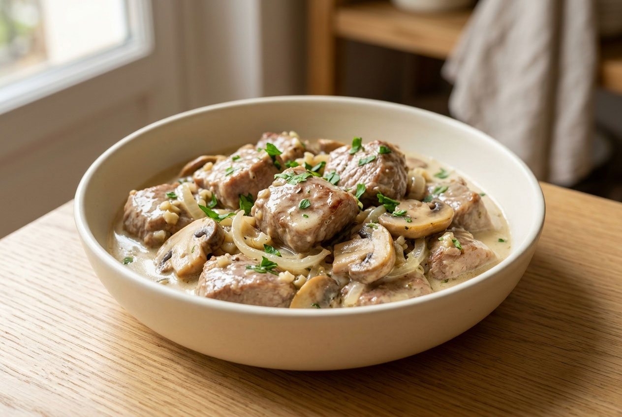 Veau aux champignons à la crème : recette facile et fondante